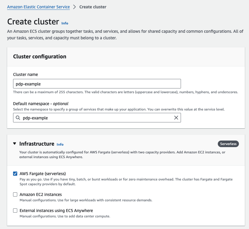 Create cluster