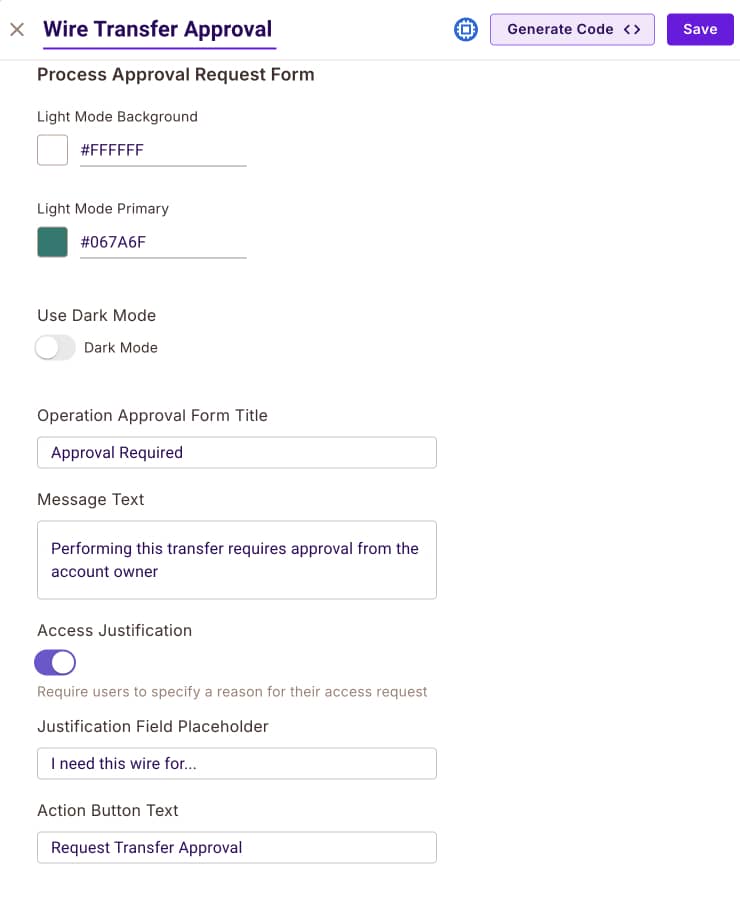 Approval Request Configuration