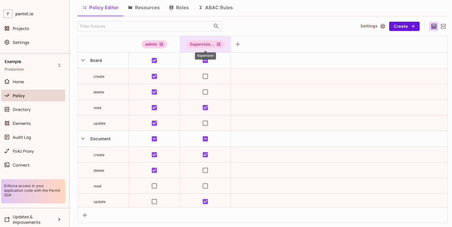 Policy Editor Grid View