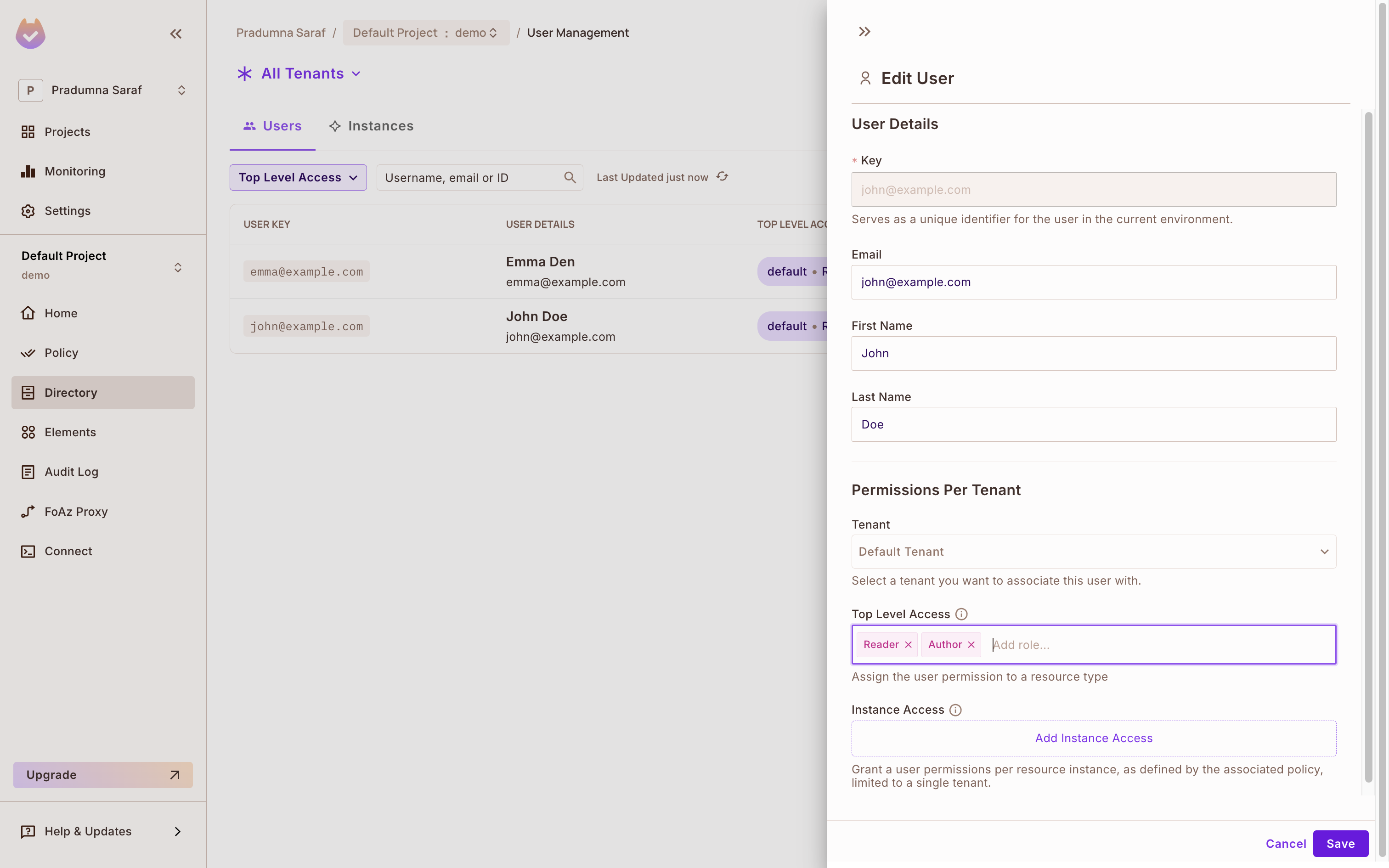 user access