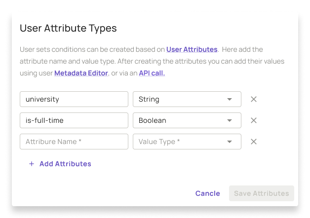 Defined User Attributes Example
