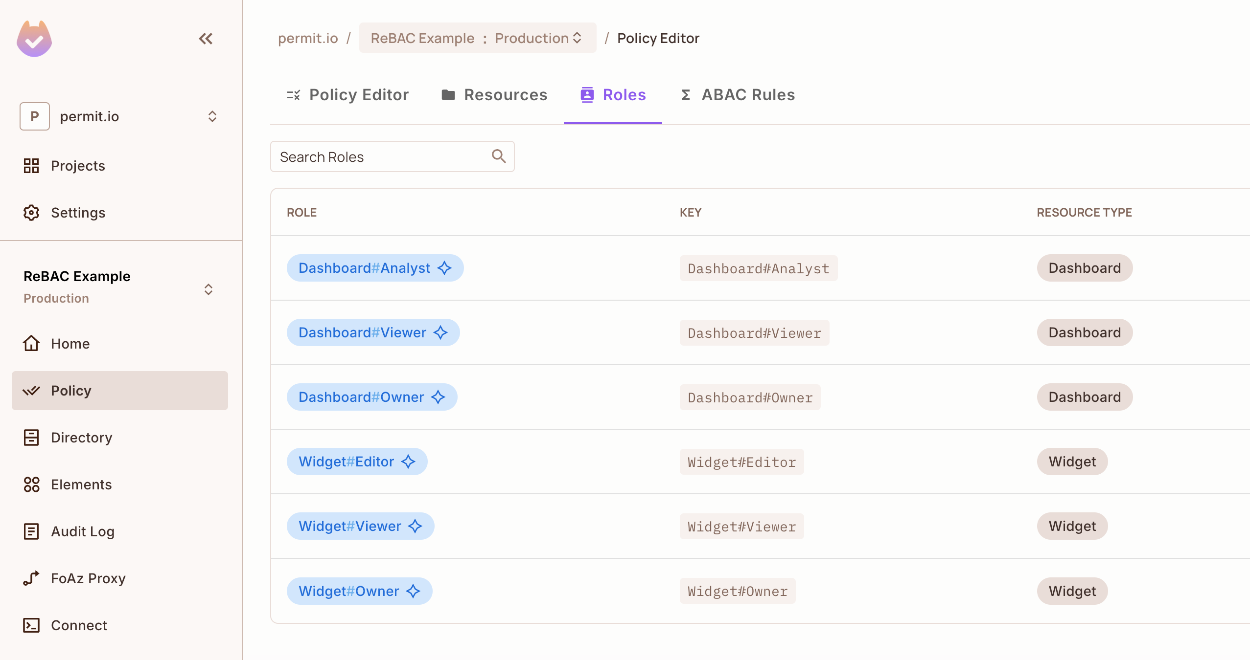 Roles Screen